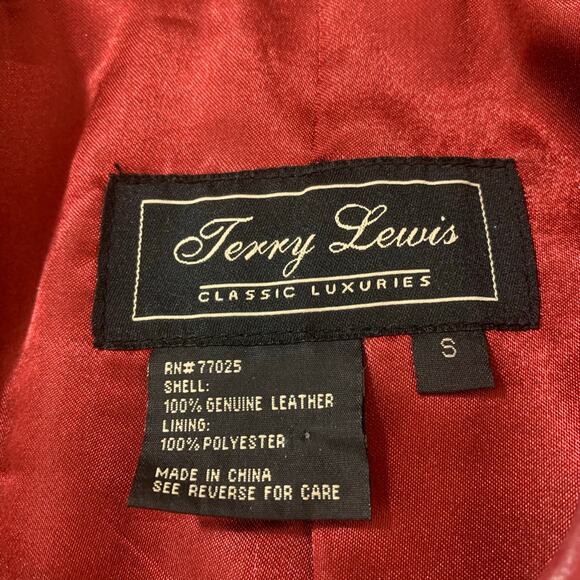 Vintage Genuine Leather Terry Lewis Size S Coat Jacket Burgundy Red Classic - Picture 11 of 11
